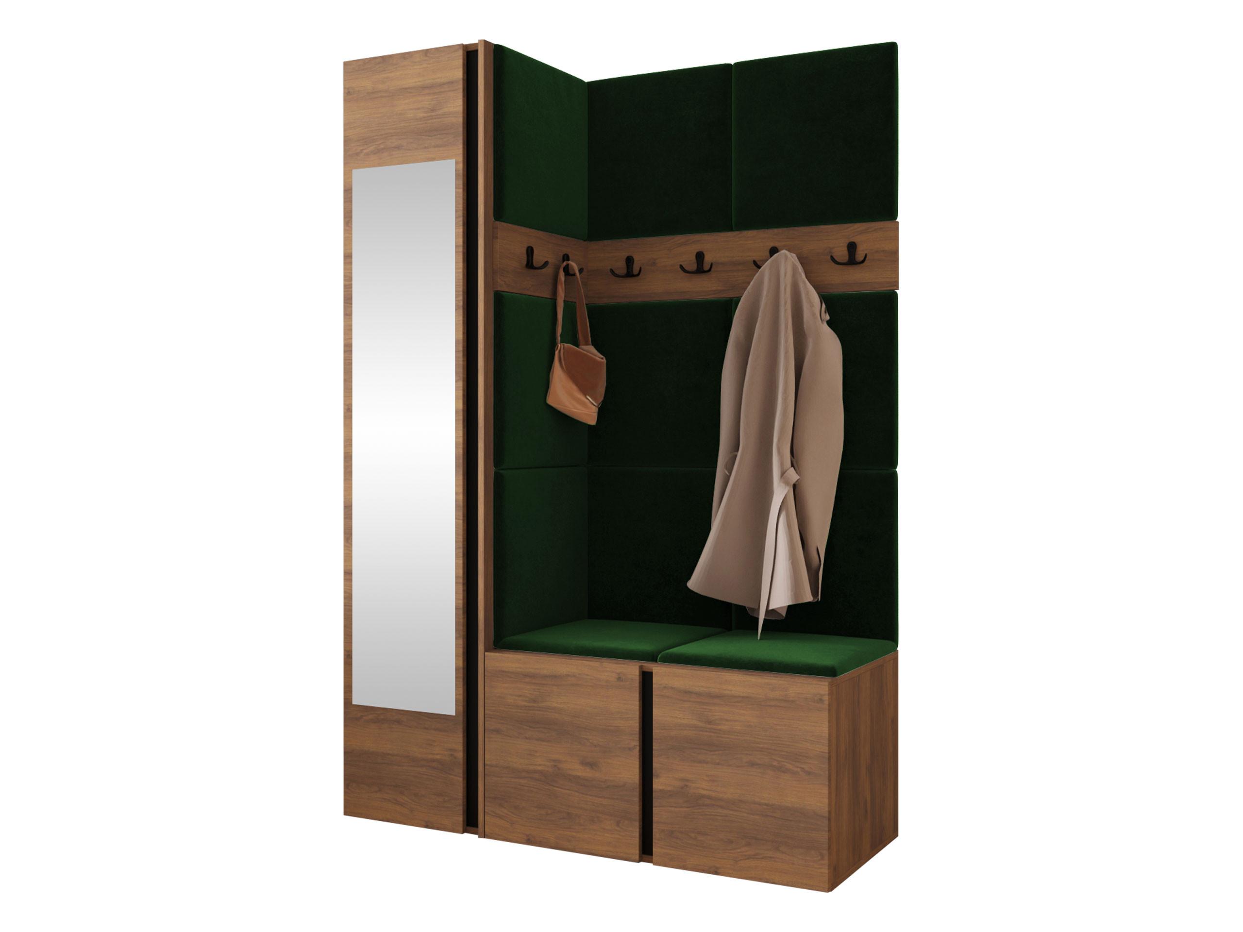 GARDEROBEN-SET Orion X - Nussbaumfarben/Grün, Holzwerkstoff/Kunststoff (124/186/46cm) - MIRJAN24