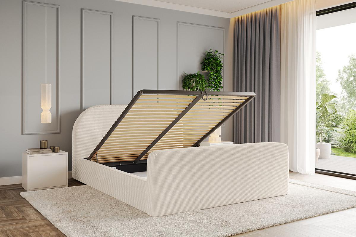 POLSTERBETT mit Bettkasten, Fußteil und Lattenrost, Boxbett ohne Matratze - TIVON-Z 180x200 Beige - Creme, Holzwerkstoff/Textil (180/200cm) - ALTDECOR