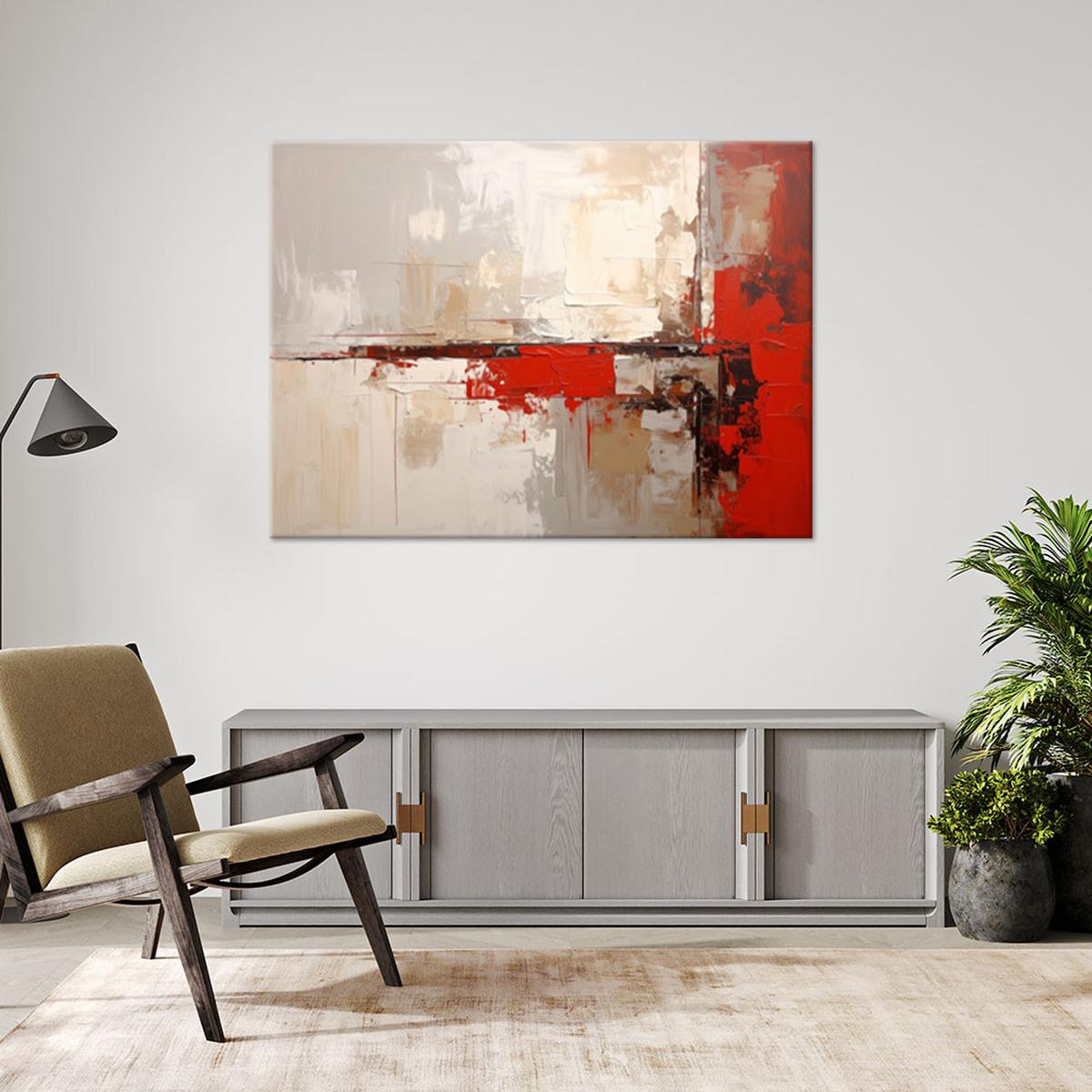 LEINWANDBILD, Beige rote Abstrakt - Rot, Textil (60/40cm) - Feeby