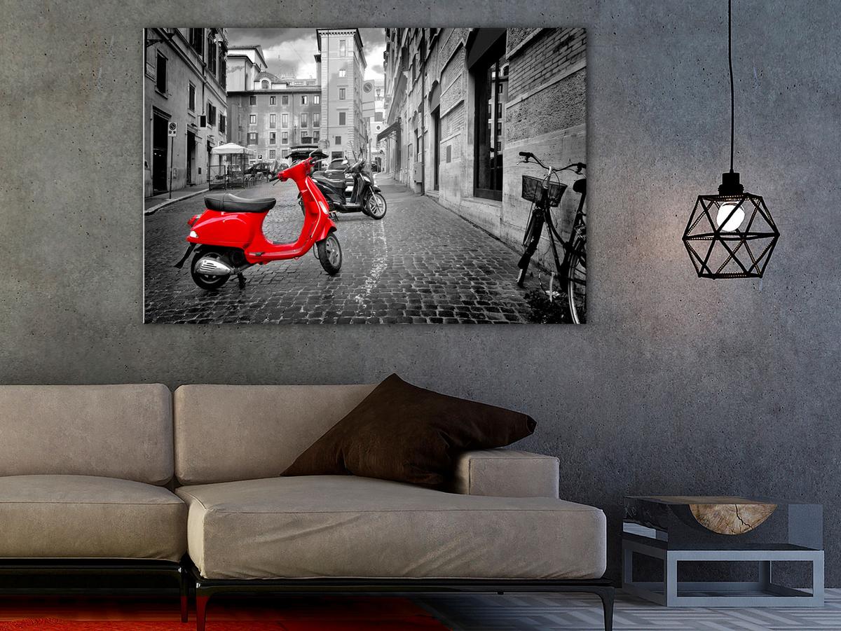 KUNSTDRUCK Schwarz-Weiß 90/60 cm - Rot/Schwarz, Textil (90/60cm) - KUNSTLOFT