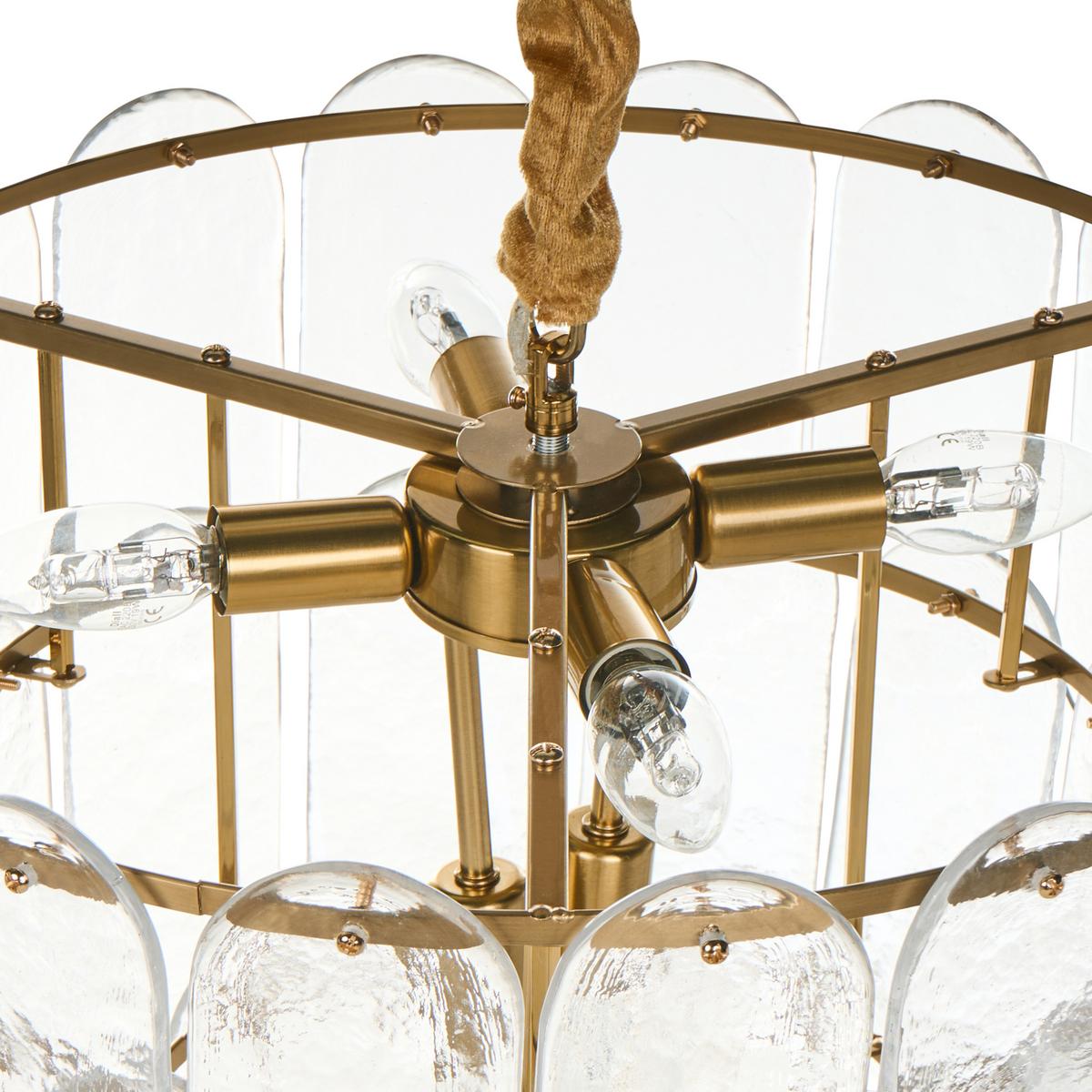 KRONLEUCHTER Glas Messing Caraveli - Transparent/Messingfarben, Glas (48/48/107cm) - Beliani