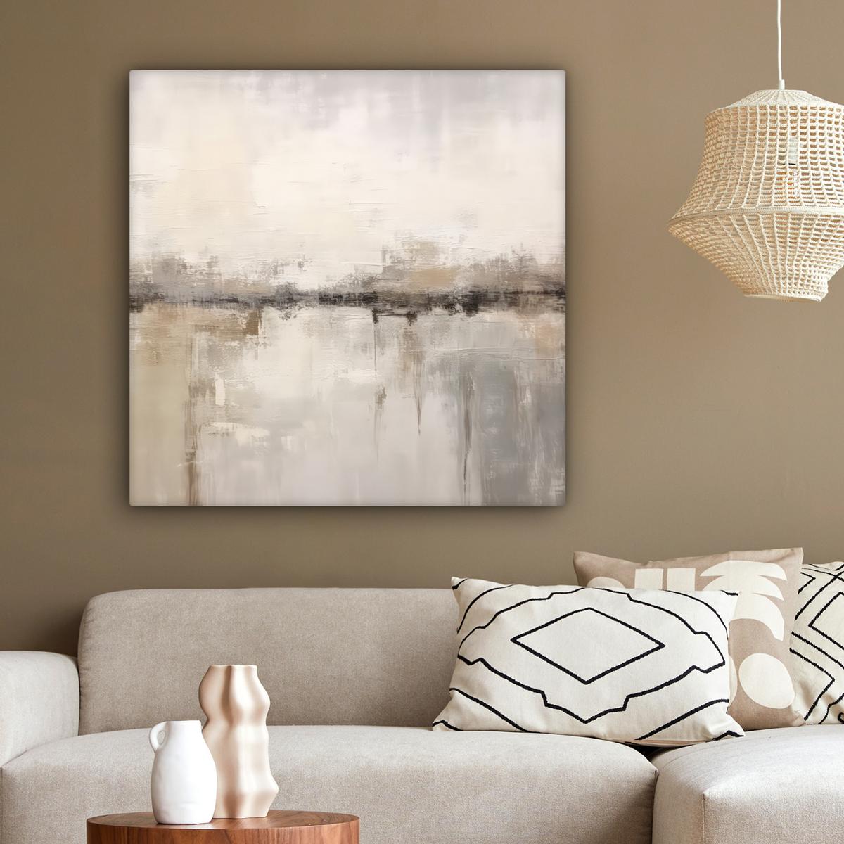 LEINWANDBILD Moderne Kunst - Abstrakt - Beige Deko Groß 90x90 cm - Beige, Textil (90/90cm) - MuchoWow