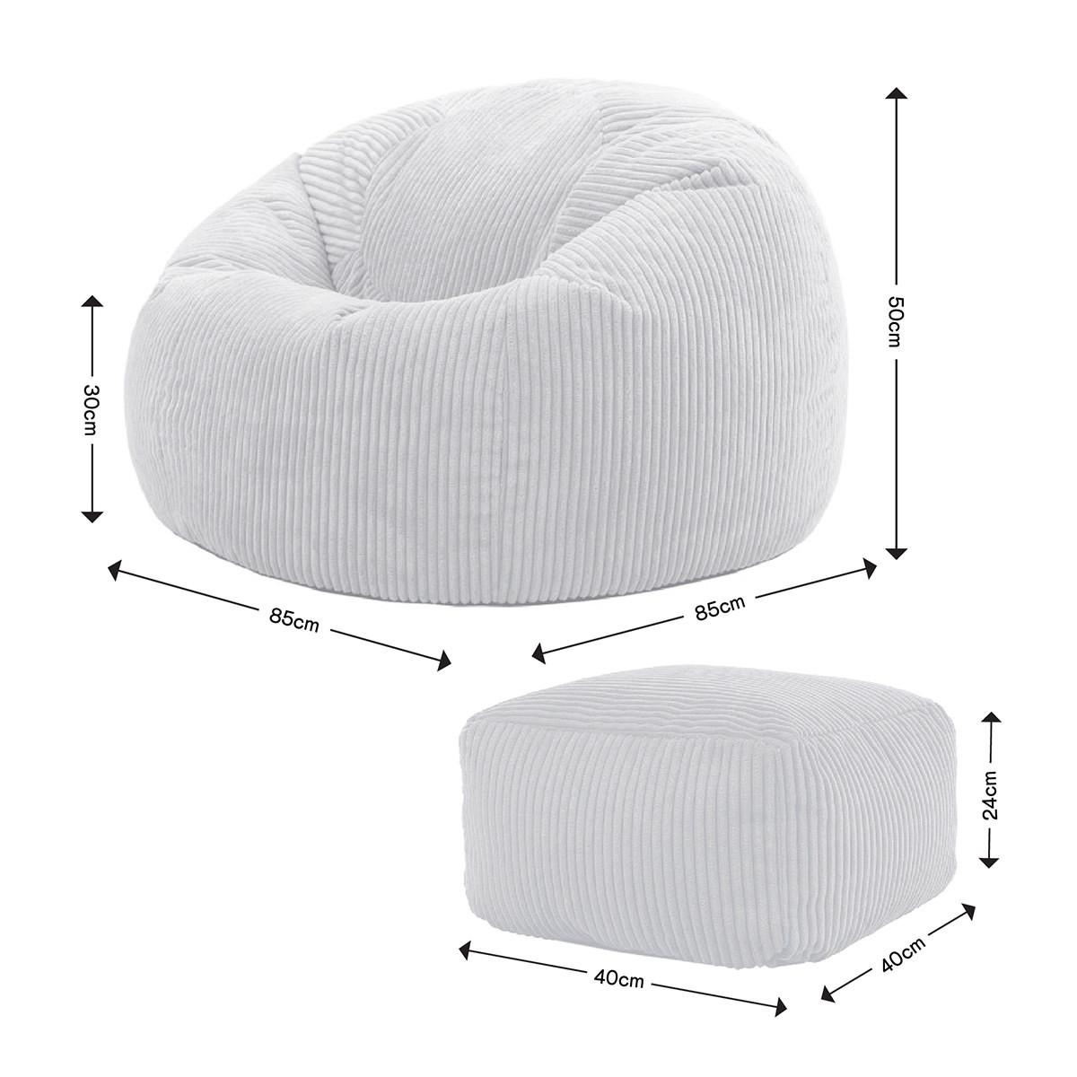 SITZSACK Klassisch + Hocker, Cord - Beige, Kunststoff/Textil (85/50/85cm) - icon