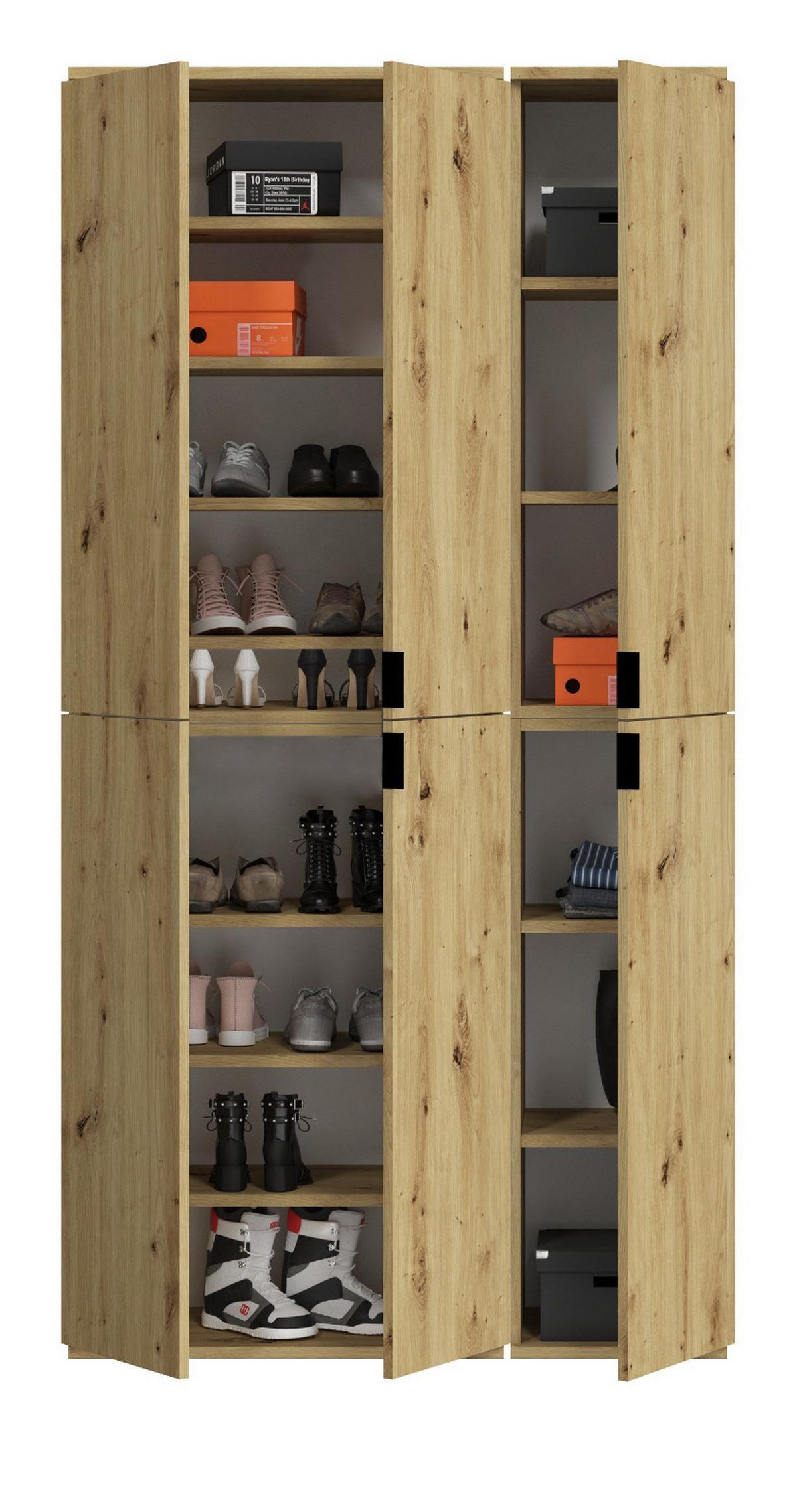 GARDEROBENSCHRANK Eiche Artisan 91 cm, Flurschrank mit flexibler Inneneinteilung - Schwarz/Eiche Artisan, Holzwerkstoff/Metall (91/193/34cm) - Inn.Furn