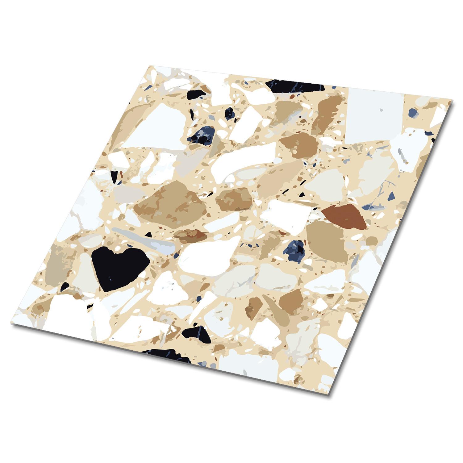FLIESENAUFKLEBER 9 Stück 30x30 cm selbstklebend Terrazzo-Muster - Grau, Textil (30/1.6/30cm) - TULUP