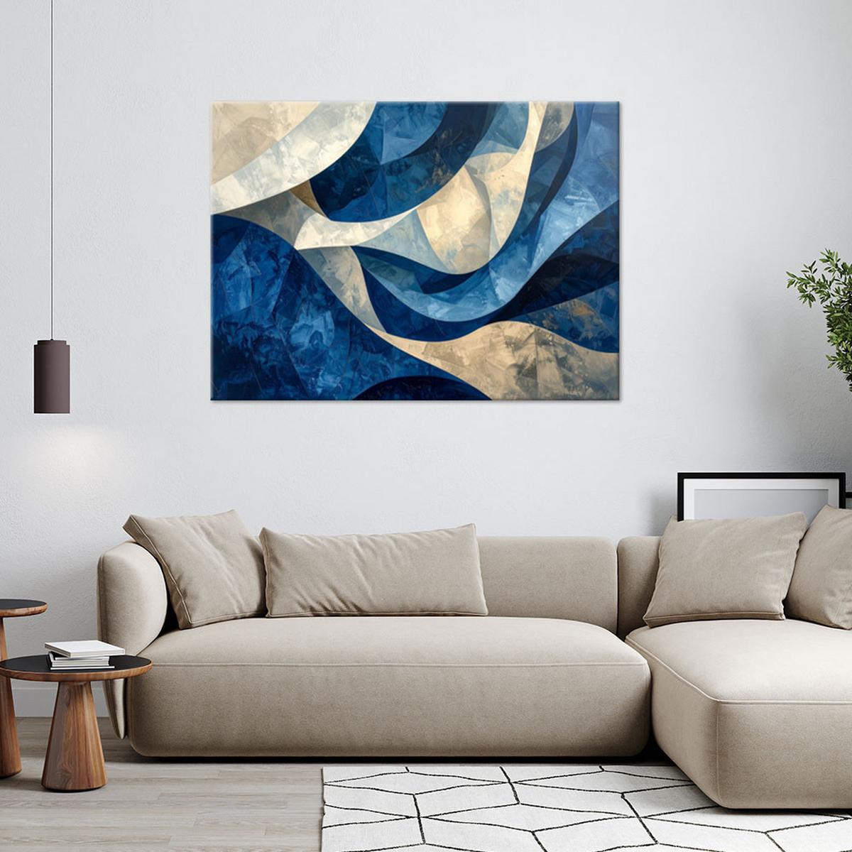 LEINWANDBILD Abstraktion 45x30cm - Blau, Textil (45/30cm) - Feeby