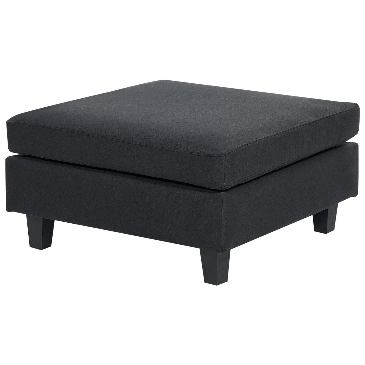 4-SITZER-ECKSOFA Leinenoptik schwarz rechtsseitig mit Ottomane Fevik - Schwarz, Textil (228/72/152cm) - Beliani