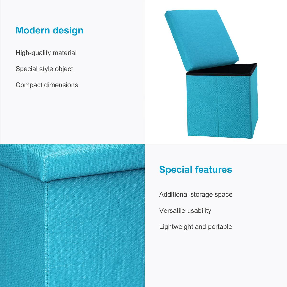 SITZHOCKER mit Stauraum 30/30/30 cm (Blau) - Hellblau, Textil (38/38/38cm) - Intirilife
