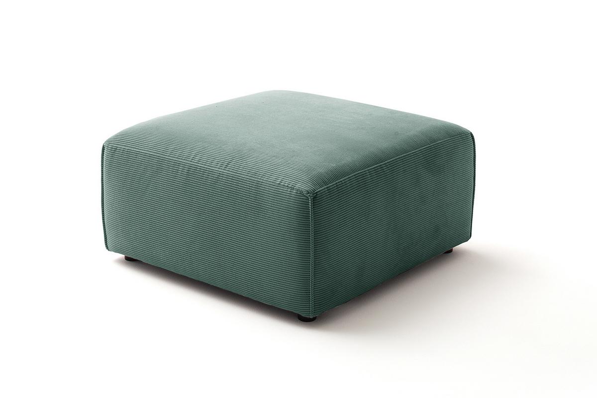 POLSTERHOCKER RANI Smaragdgrün Cord - Smaragdgrün/Schwarz, Kunststoff/Textil (80/42/80cm) - KAWOLA