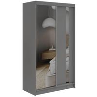 SCHWEBETÜRENSCHRANK 120 - GRECJA - Grau mit Spiegel - Alufarben/Grau, Holzwerkstoff/Metall (120/216/61cm) - MKS