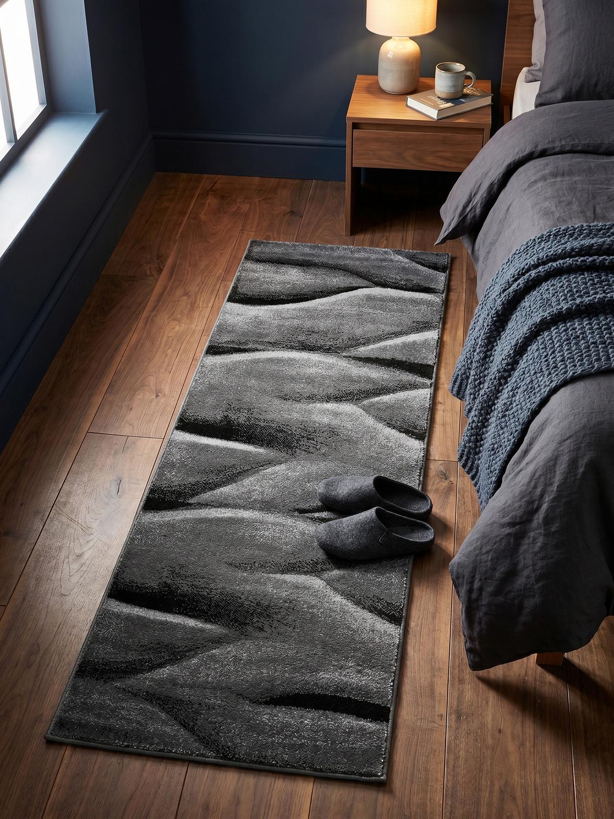 KURZFLORTEPPICH SOLDA, mit Farbverlauf, Schwarz, 80 x 150 cm - Schwarz, Textil (80/150cm) - KADIMA DESIGN