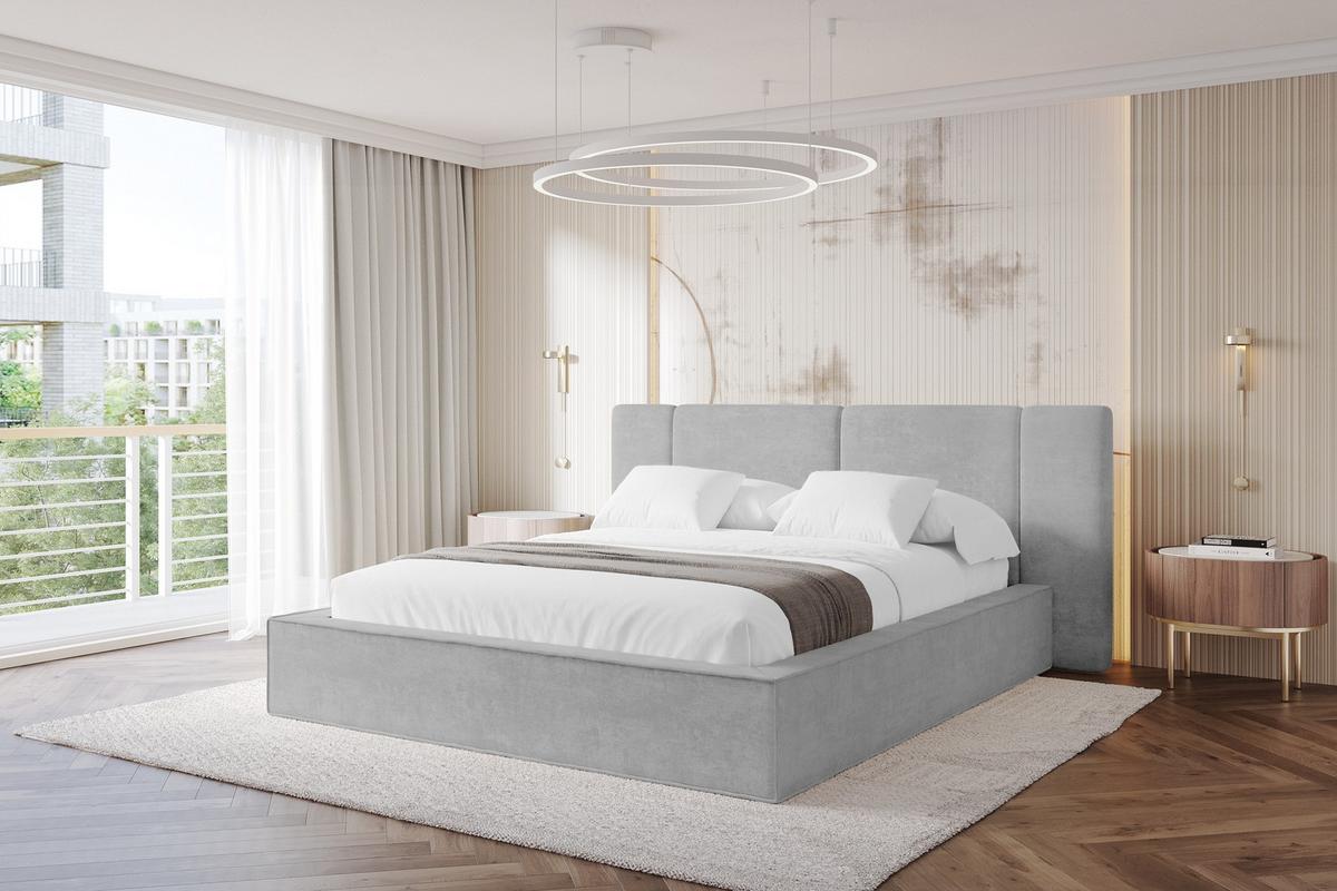 POLSTERBETT mit Bettkasten und Lattenrost, Bett mit Matratze H3/H4 - RIVO 200x200 Grau - Hellgrau, Holzwerkstoff/Textil (200/200cm) - ALTDECOR