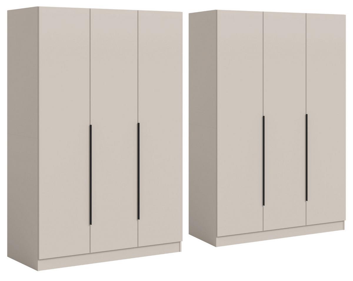 KLEIDERSCHRANK kaschmir 240 x 181 cm, Drehtürenschrank 6-türig - Kaschmir/Schwarz, Holzwerkstoff/Kunststoff (240/181/52cm) - Inn.Furn