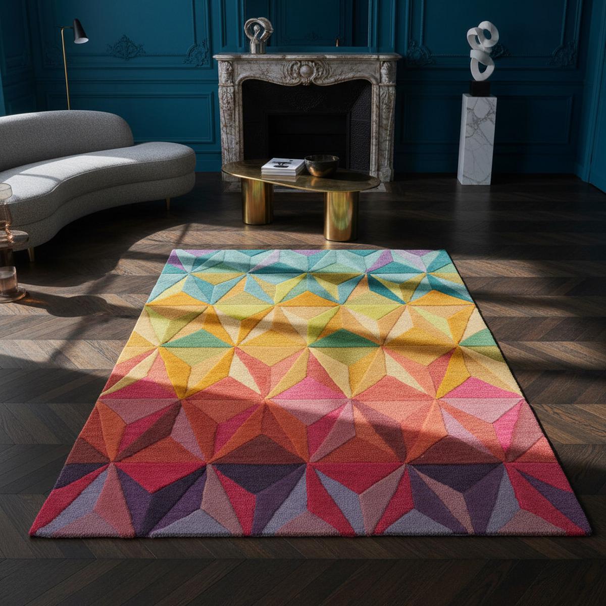 TEPPICH aus Wolle DERWENT in Bunt, geometrisch, 120 x 170 cm - Multicolor, Textil (120/170cm) - KADIMA DESIGN