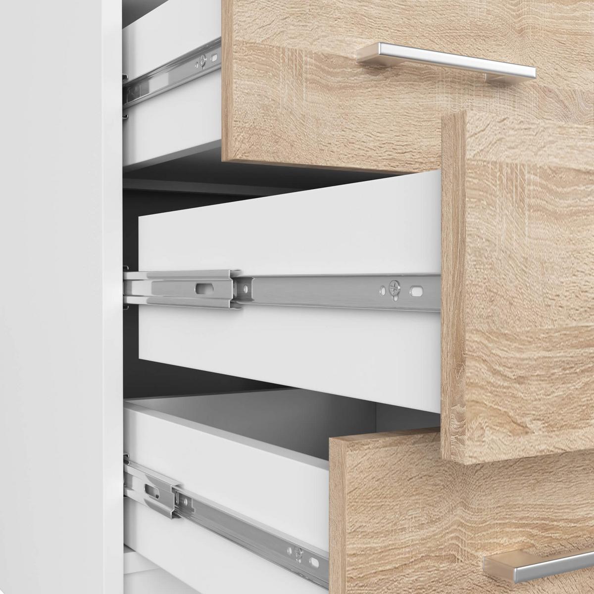 SCHREIBTISCH Weiß, Eiche Sonoma 74/124/52 - Weiß/Braun, Holzwerkstoff (124/85/74cm) - RAUMHIRSCH FURNITURE