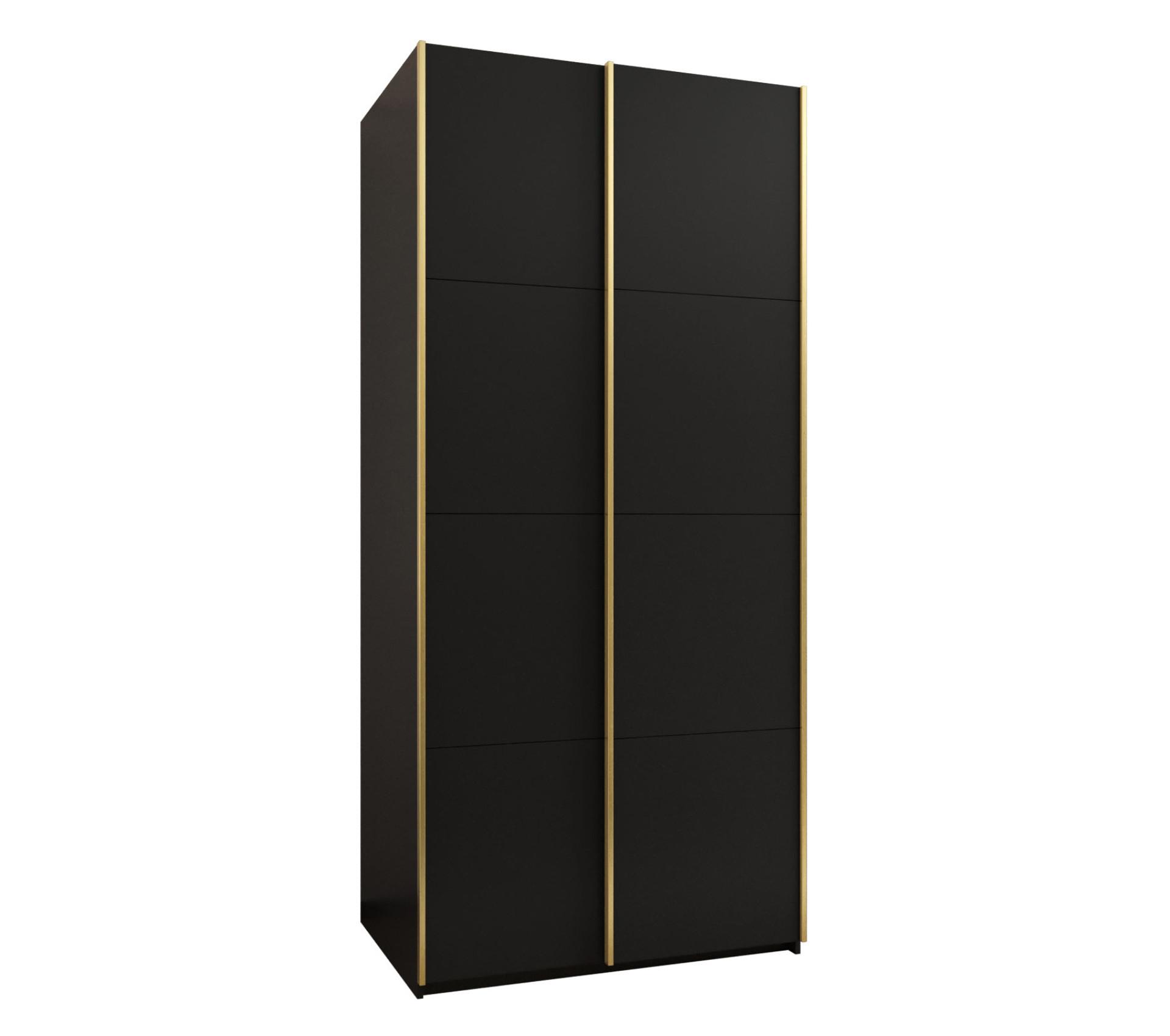SCHWEBETÜRENSCHRANK 245,5/120/64 2-türig - Goldfarben/Schwarz, Holz/Metall (120/245/64cm) - Abiks Möbel