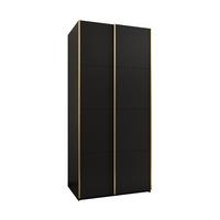 SCHWEBETÜRENSCHRANK 245,5/110/64 2-türig - Goldfarben/Schwarz, Holz/Metall (110/245/64cm) - Abiks Möbel