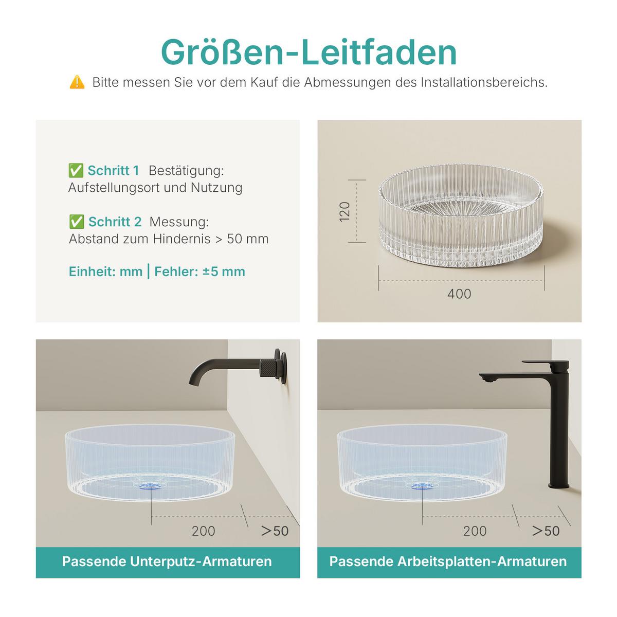 WASCHBECKEN Klarglasspüle Weiß Ø40 / 12 cm - Weiß, Glas (40/12/40cm) - EMKE