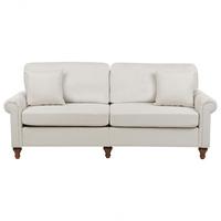 3-SITZER-SOFA hellbeige Ginnerup - Beige/Dunkelbraun, Textil (195/84/76cm) - Beliani