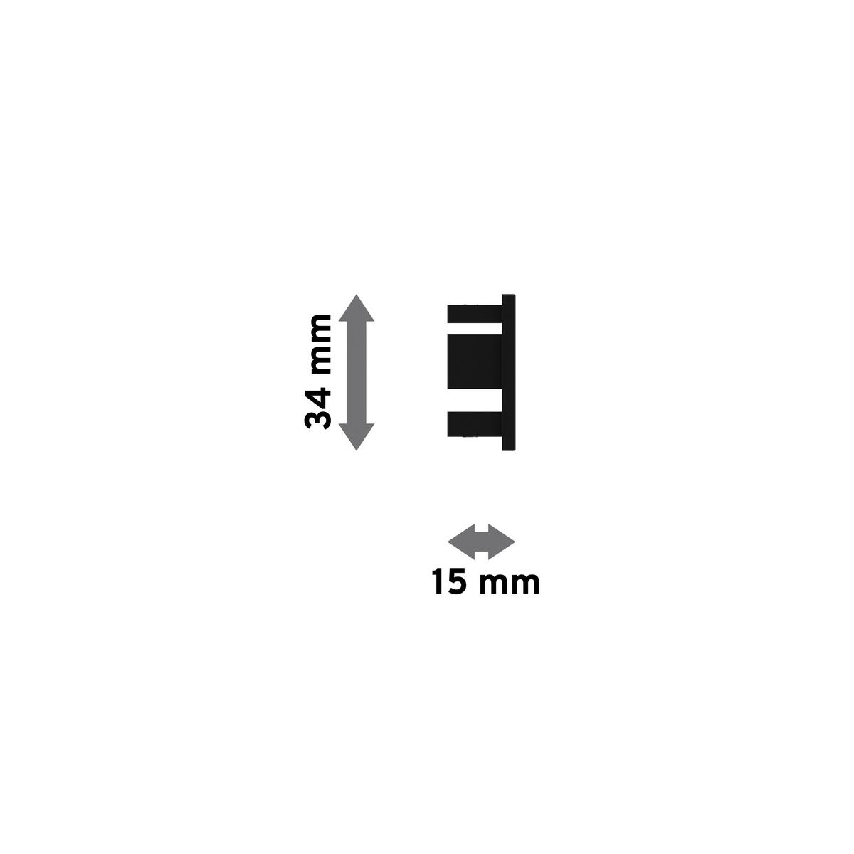 ENDSTÜCKE FÜR GARDINENSTANGEN 14x35 mm, Paxo Schwarz, Packung 2 Stück - Schwarz, Metall (1.5/3.4/3.4cm) - INTERDECO