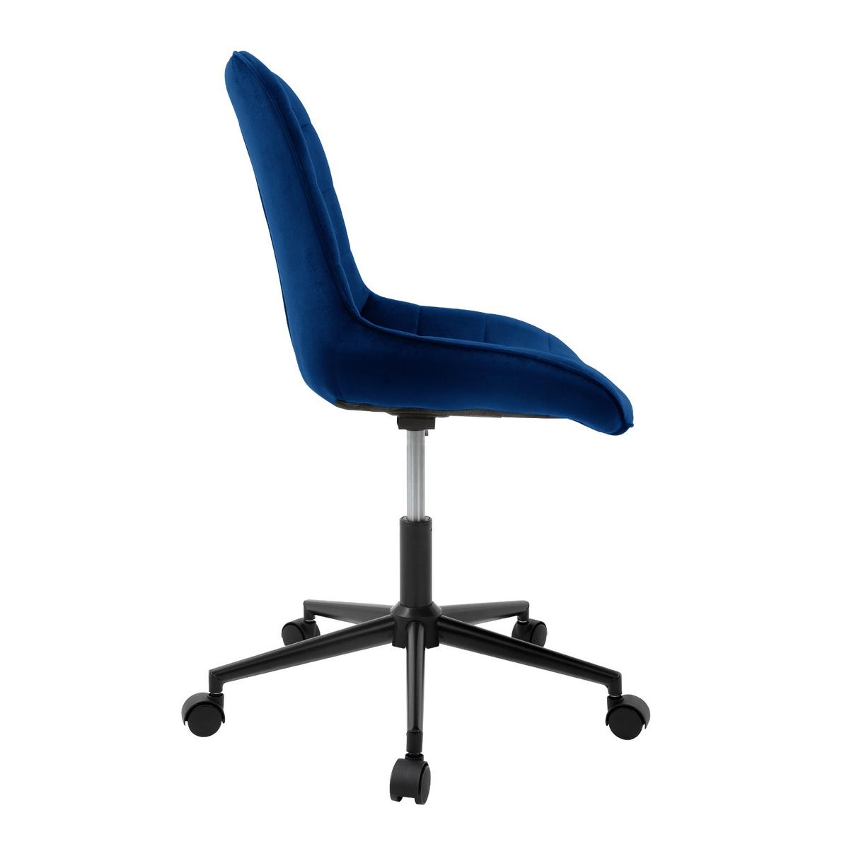 BÜROSTUHL Samt Blau - Blau, Metall (53/97/60cm) - ML-DESIGN