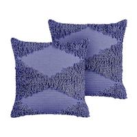 DEKOKISSEN 2er-Set Purpur 45/45 cm Rhoeo - Lila, Naturmaterialien/Textil (45/45cm) - Beliani