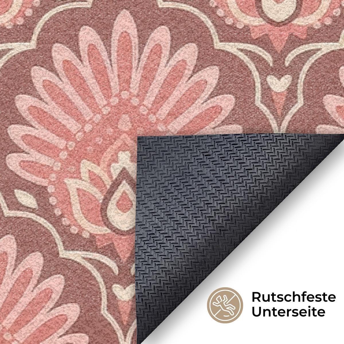 FUSSMATTE Fächermotiv - Muster - Rosa Türmatte 180x120 cm - Altrosa, Kunststoff (180/0.4cm) - MuchoWow