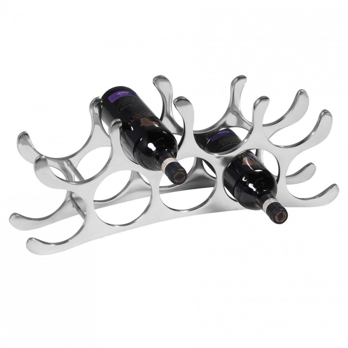 WEINREGAL Metall Modern Stil für 9 Flaschen handgefertigt stabil - Silberfarben, Metall (55/20/12cm) - KADIMA DESIGN