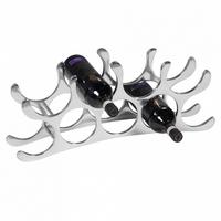 WEINREGAL Metall Modern Stil für 9 Flaschen handgefertigt stabil - Silberfarben, Metall (55/20/12cm) - KADIMA DESIGN