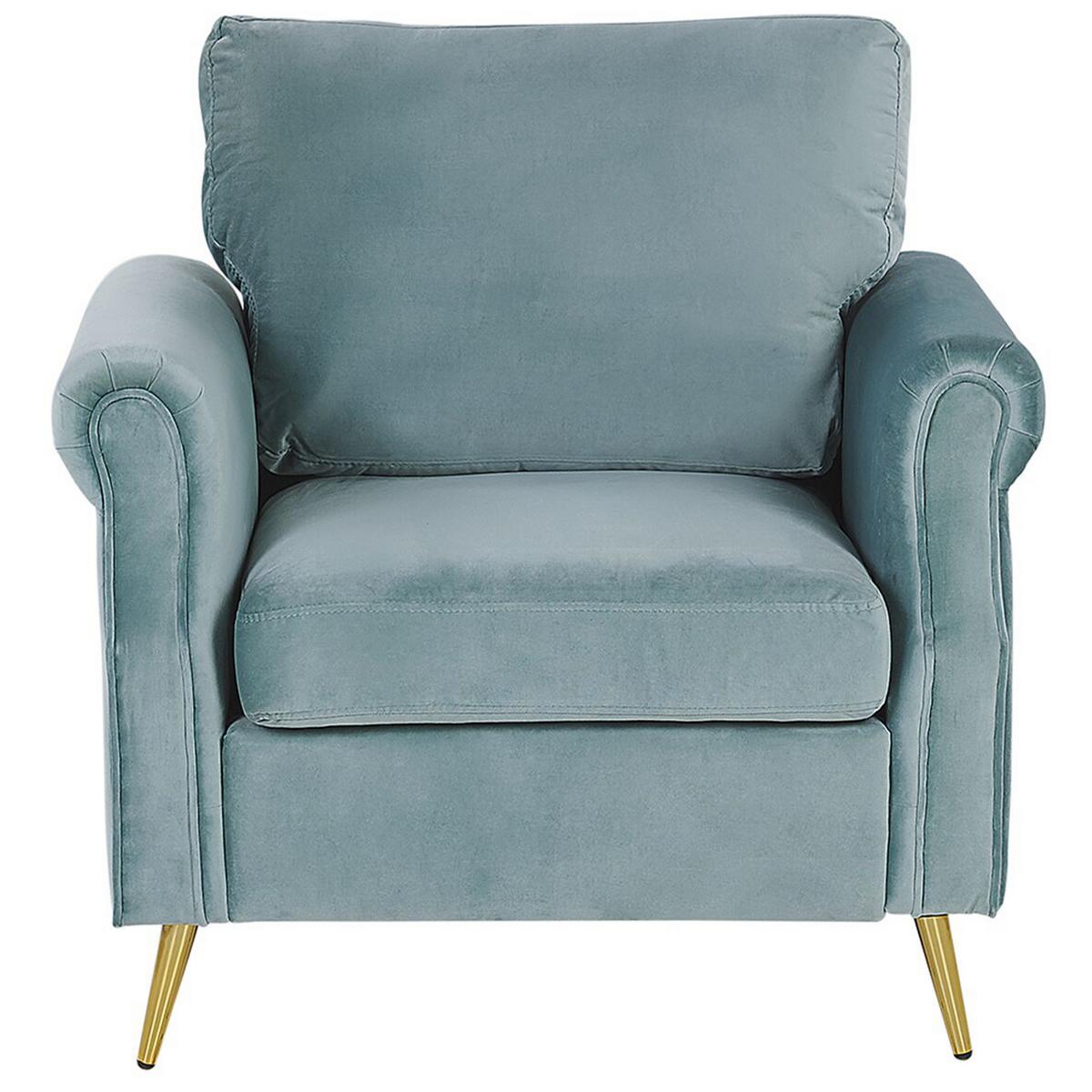 SESSEL Samtstoff Grün Vietas - Grün, Textil/Metall (85/90/67cm) - Beliani