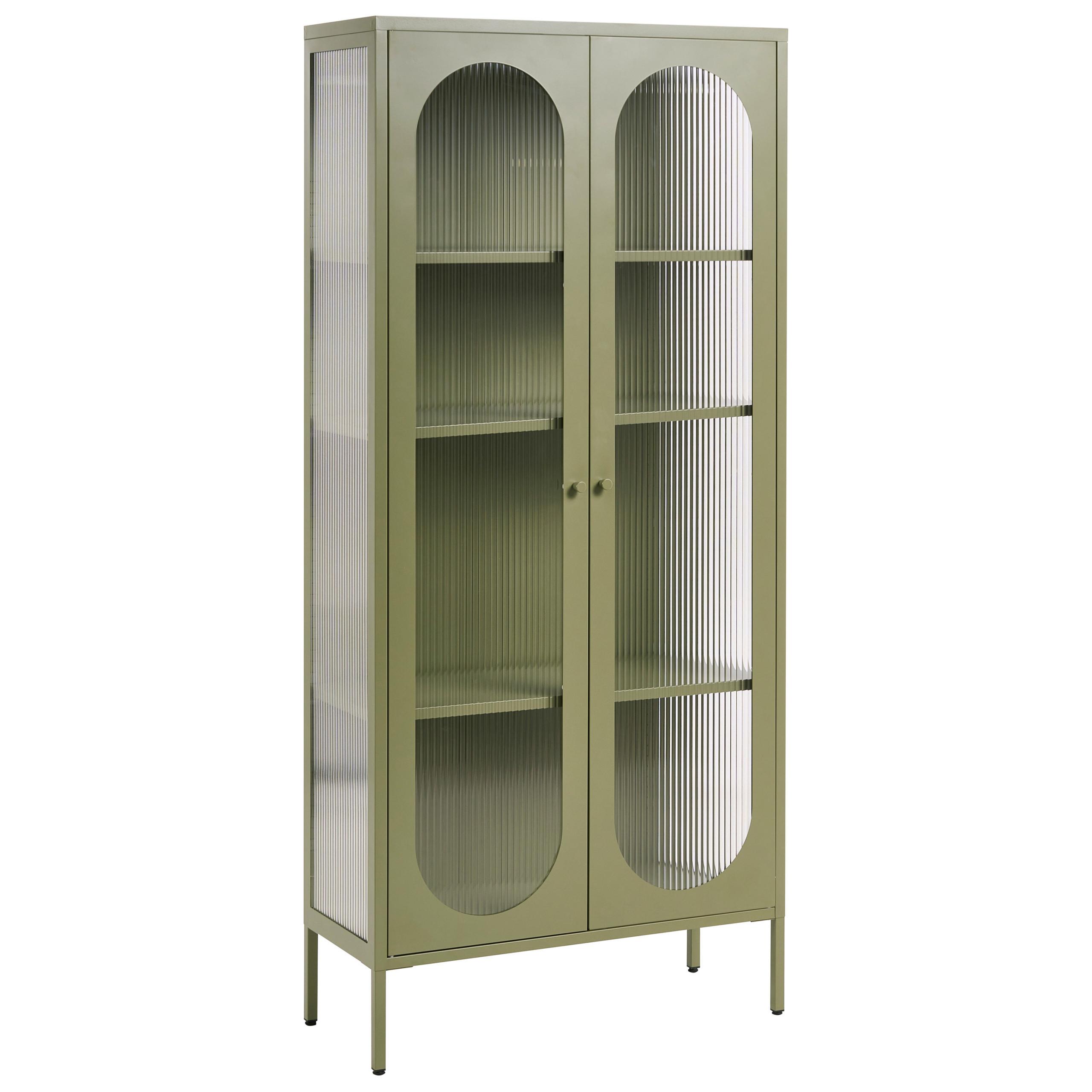 VITRINE mit Glastüren Metall 80 cm Grün Foxton - Grün, Metall (80/181/35cm) - Beliani