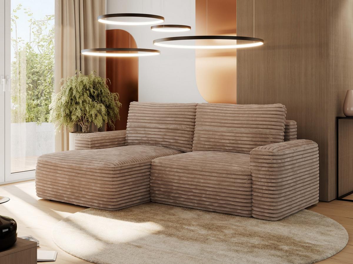ECKSOFA BELLUNO L Braun Cord - Links - Schwarz/Braun, Textil (144/233cm) - MKS