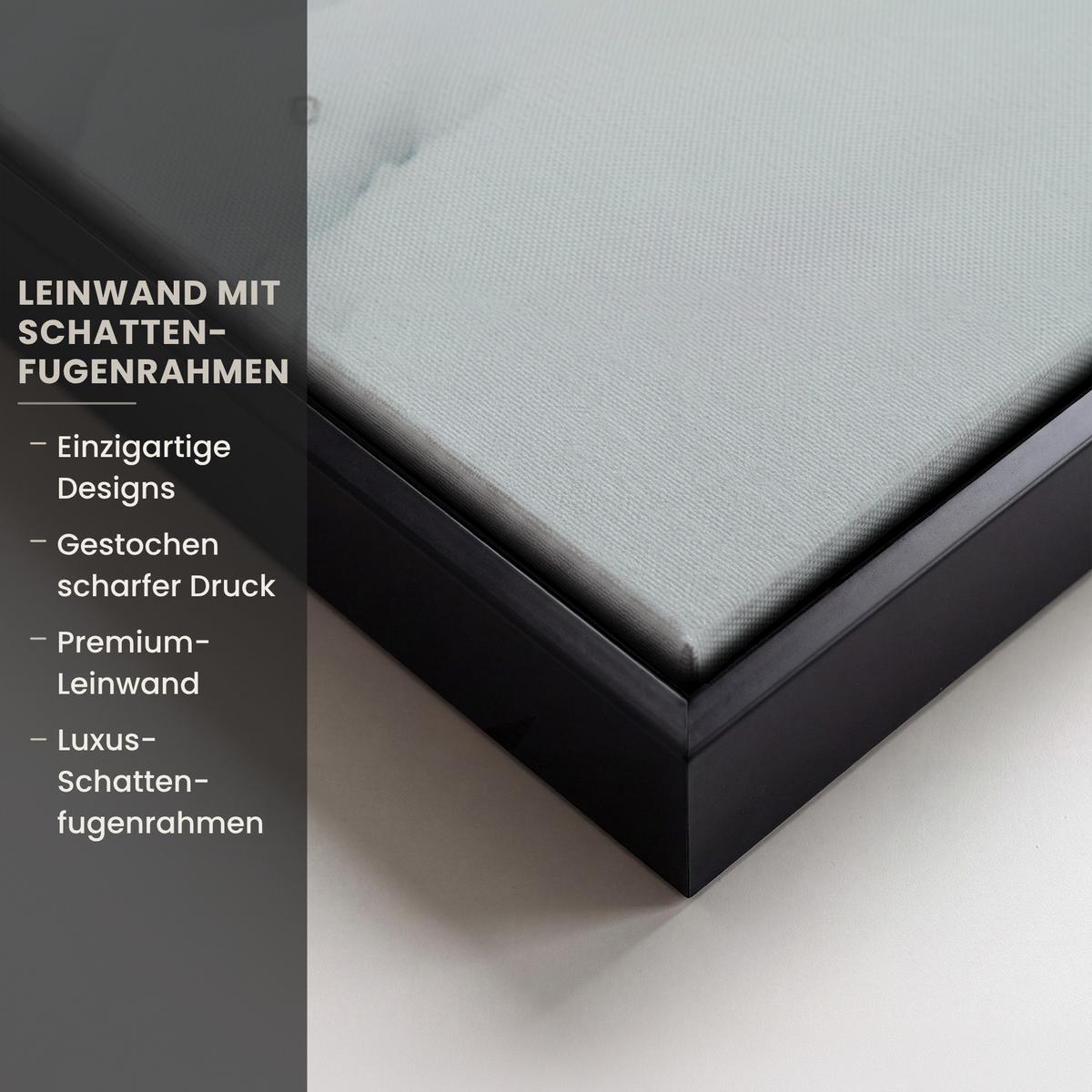 LEINWAND Bilder mit Rahmen - Auto - Rot - Geschenke - Winter - Schnee - Weihnachten - 90x90 - Rot, Textil (90/90cm) - MuchoWow