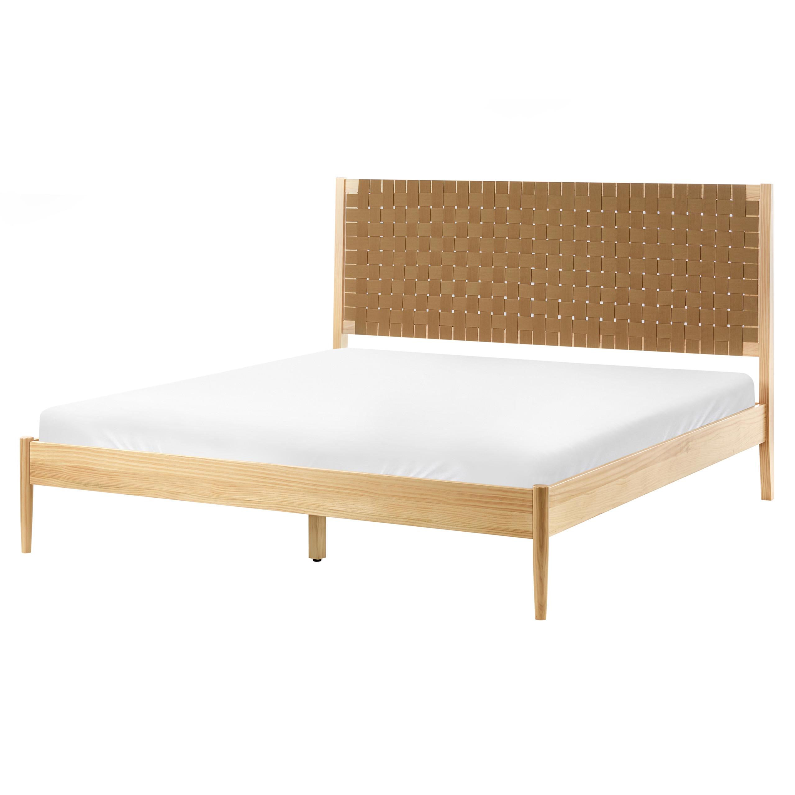 BETT mit Lattenrost 160/200 cm Hellbraun Brunemont - Hellbraun, Holz (160/200cm) - Beliani