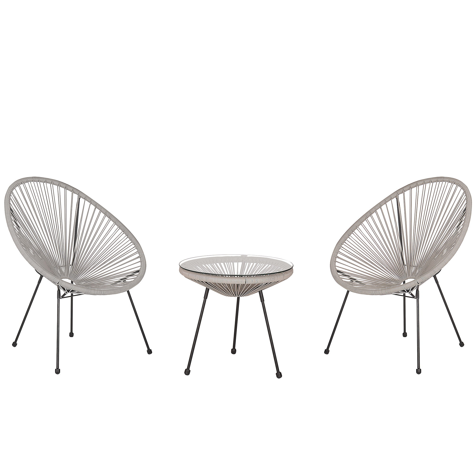 BALKONSET 2-Sitzer Rattan hellgrau Acapulco II - Hellgrau/Schwarz, Kunststoff - Beliani