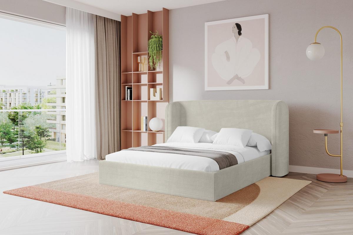 POLSTERBETT mit Bettkasten und Lattenrost, Boxbett ohne Matratze - ESTI 140x200 Creme - Creme, Holzwerkstoff/Textil (140/200cm) - ALTDECOR