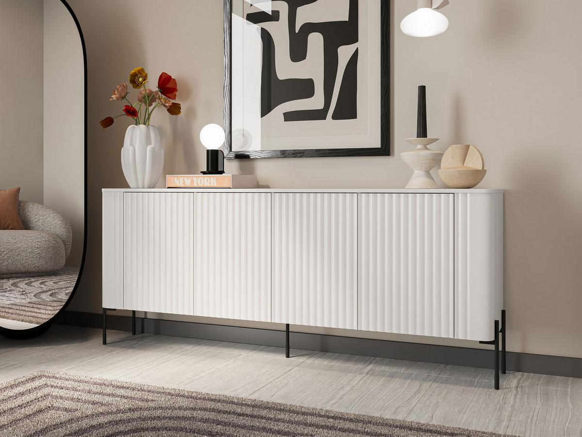 KOMMODE Vera 190 - Schwarz/Weiß, Holzwerkstoff/Metall (190/80/40cm) - MIRJAN24