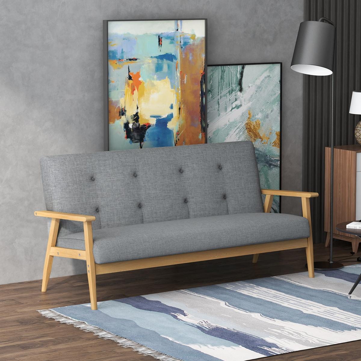 SOFA Yvith 155/70/73cm - Dunkelgrau, Textil (70/73/155cm) - ZMH
