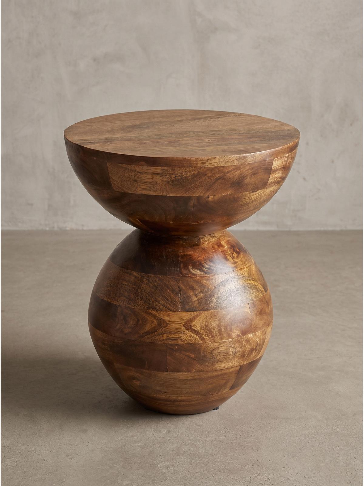 BEISTELLTISCH TERRACINA, Mango Massivholz, Ø 35 x 42 cm - Braun, Mangoholz/Holz (35/35/42cm) - KADIMA DESIGN