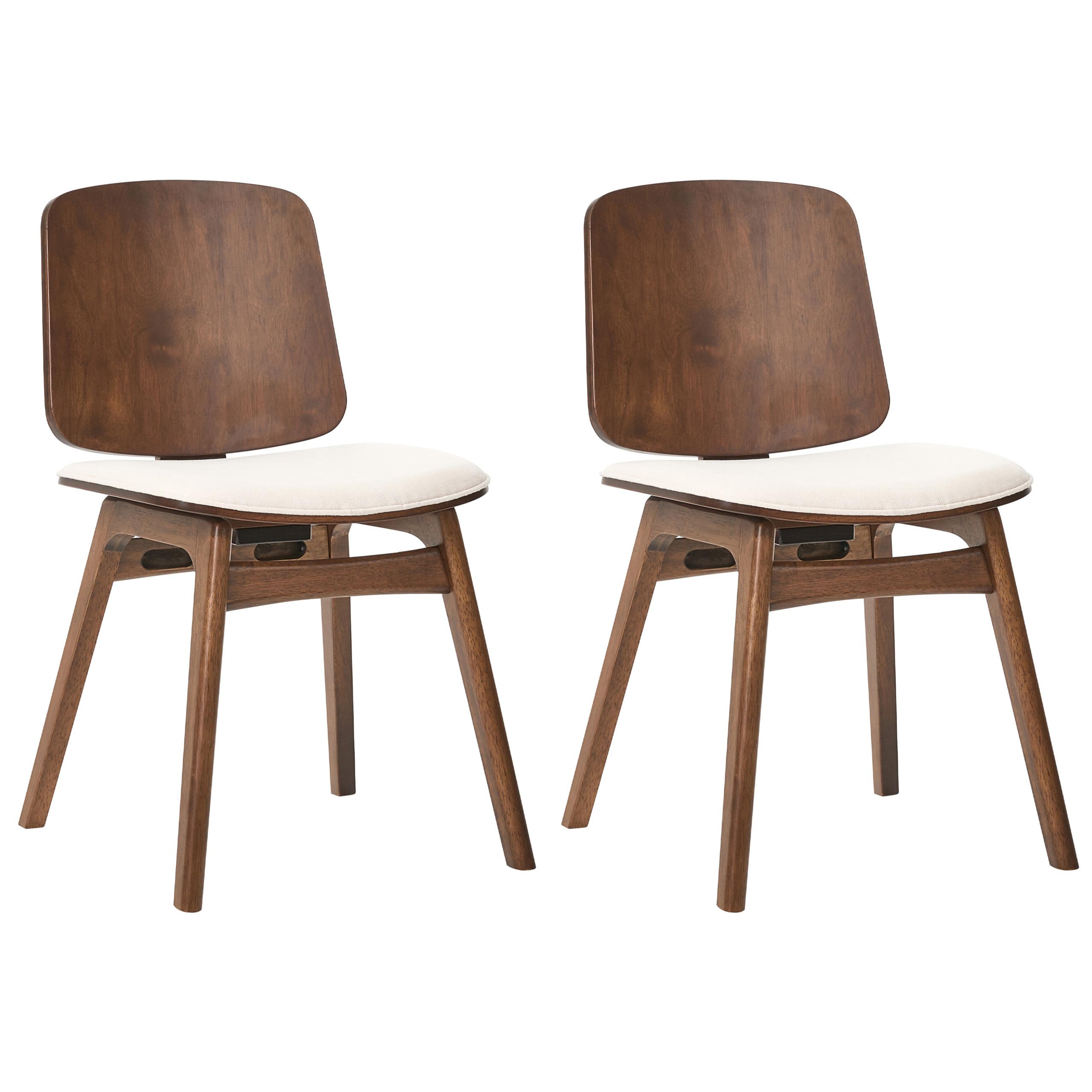 ESSZIMMERSTUHL 2er-Set Holz Braun/Hellbeige Charleston - Beige, Textil (45/78/51cm) - Beliani