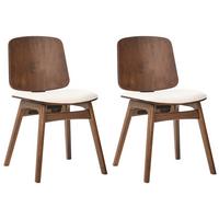 ESSZIMMERSTUHL 2er-Set Holz Braun/Hellbeige Charleston - Beige, Textil (45/78/51cm) - Beliani