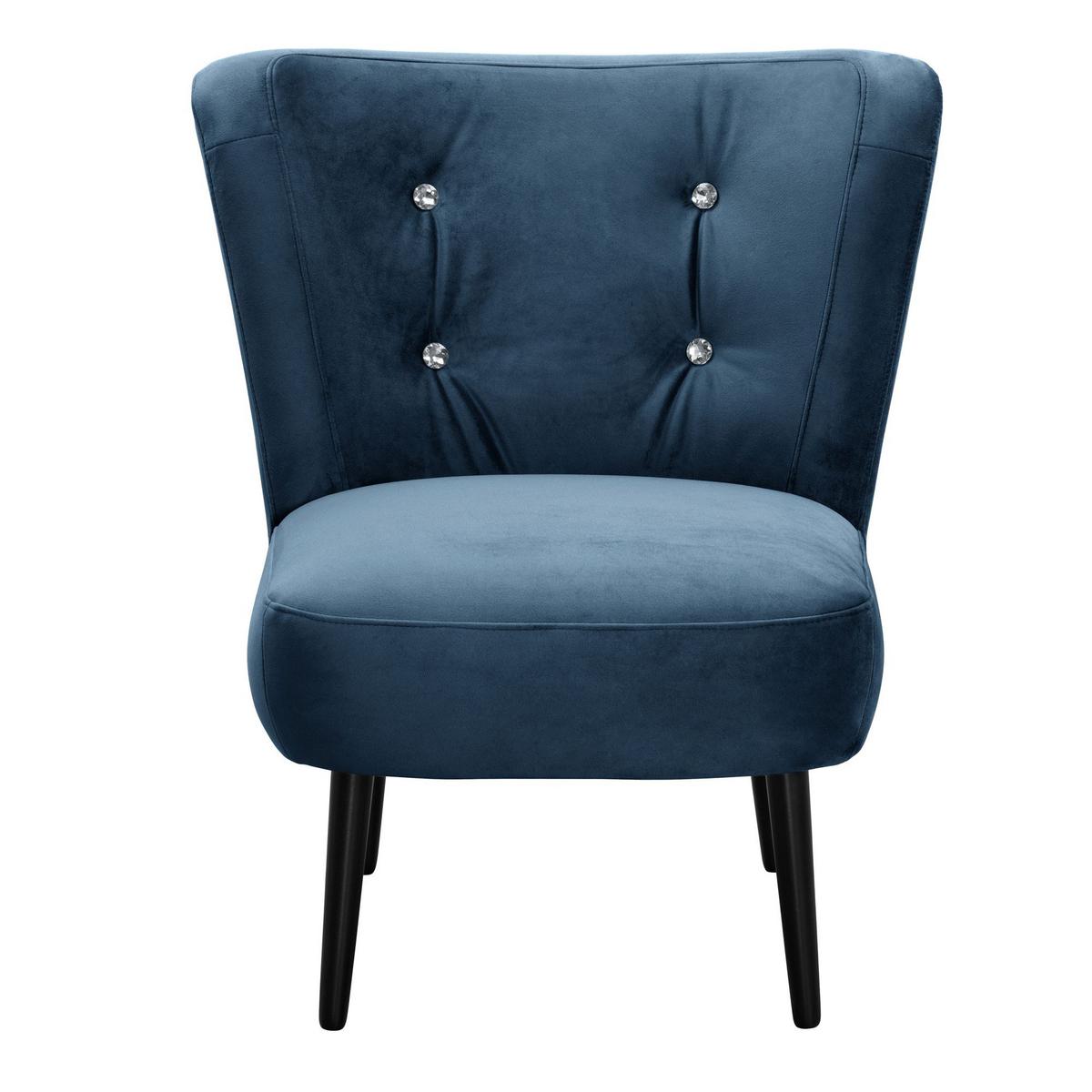 COCKTAILSESSEL Kayleigh Samtvelours dunkelblau - Dunkelblau, Kunststoff (68/80/69cm) - 58aufmkessel