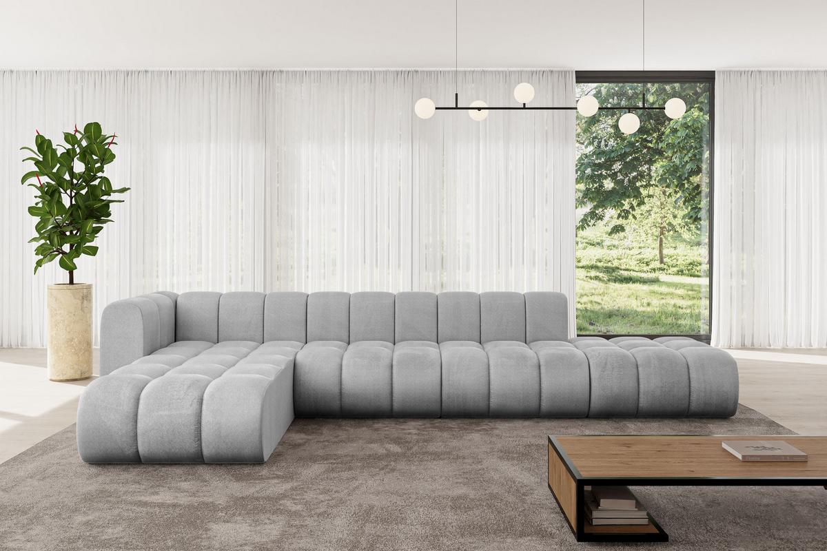 ECKSOFA modulares Sofa Zuvon-L2 - 387x177x70 cm Grau - Hellgrau, Holzwerkstoff/Textil (387/177cm) - ALTDECOR