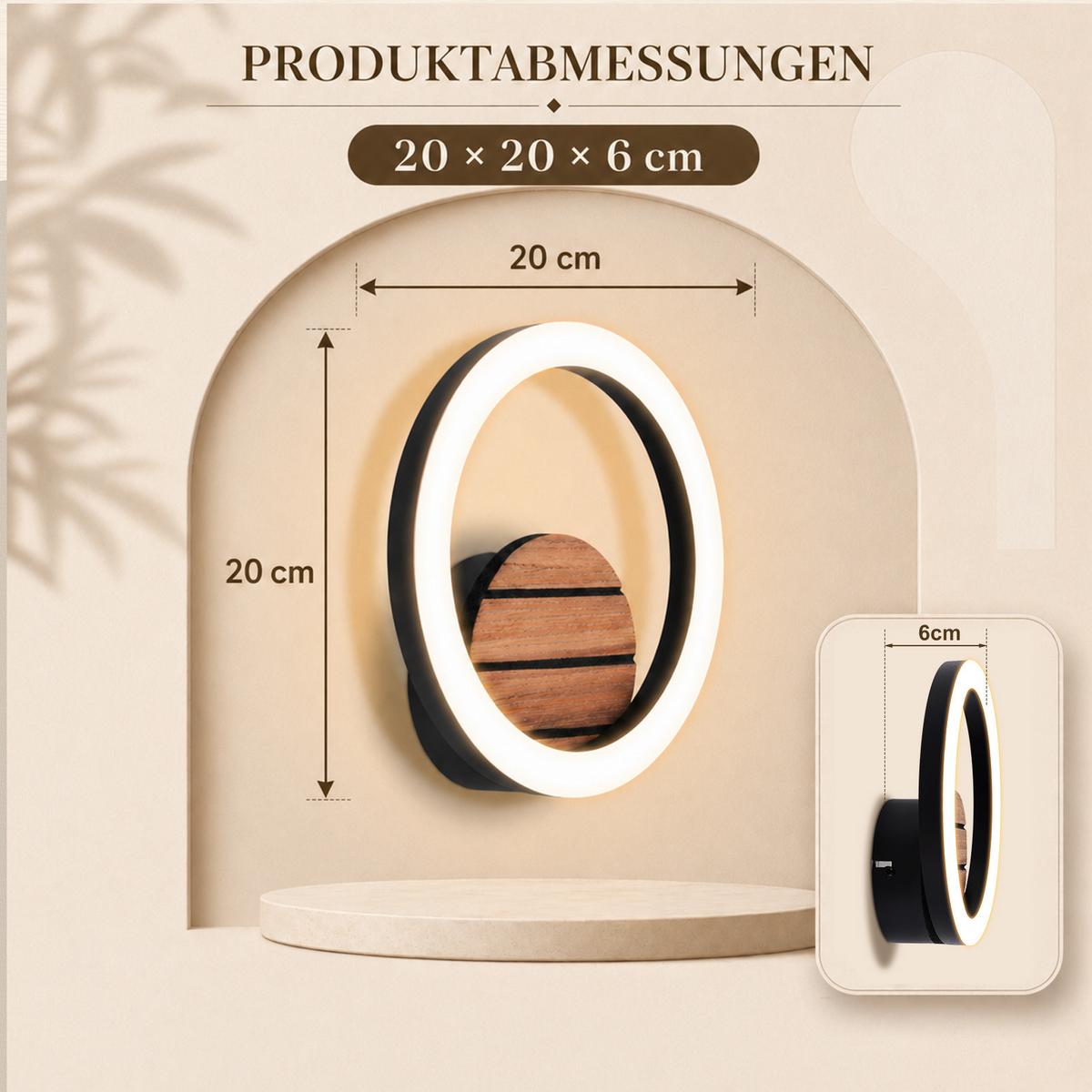 WANDLEUCHTE Quellith 20/20/6 cm - Schwarz, Kunststoff/Metall (20/6/20cm) - ZMH