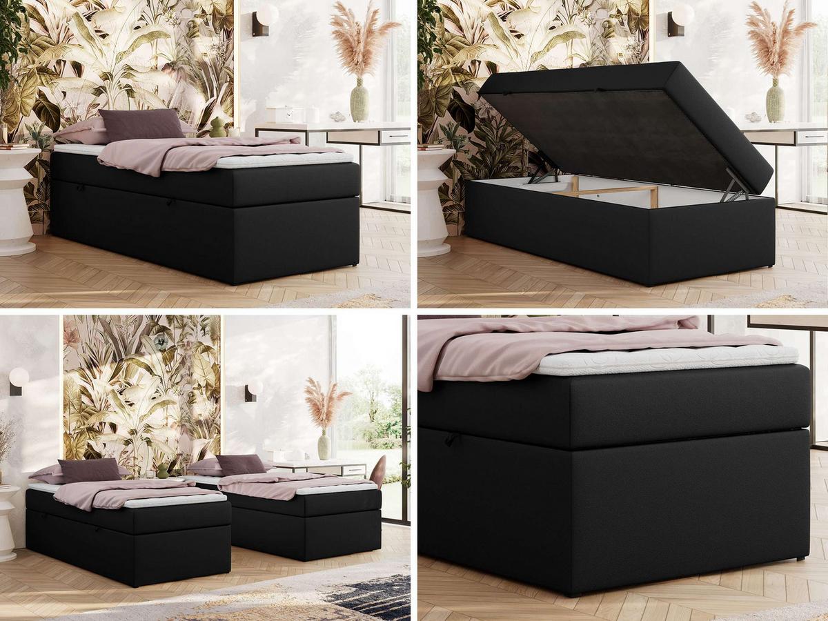 BOXBETT ZERO 90/200 - Schwarz Kunstleder - H4 - Topper T25 - Schwarz, Textil (90/200cm) - MKS