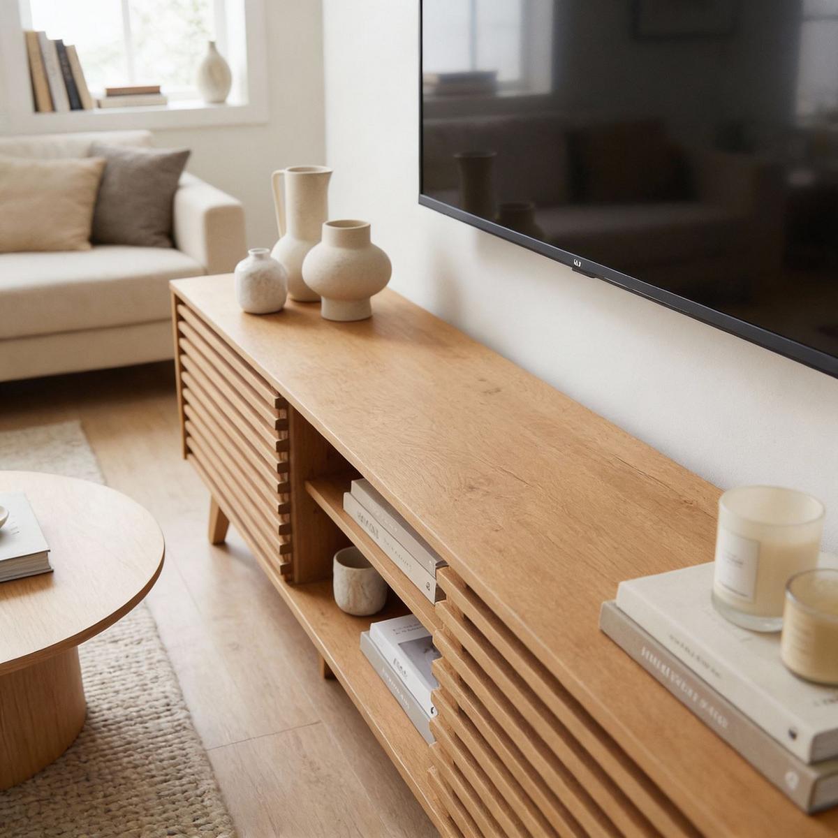 LOWBOARD FÜR 75" TV RIAN - Eichefarben, Holz (175/50/38cm) - IDIMEX
