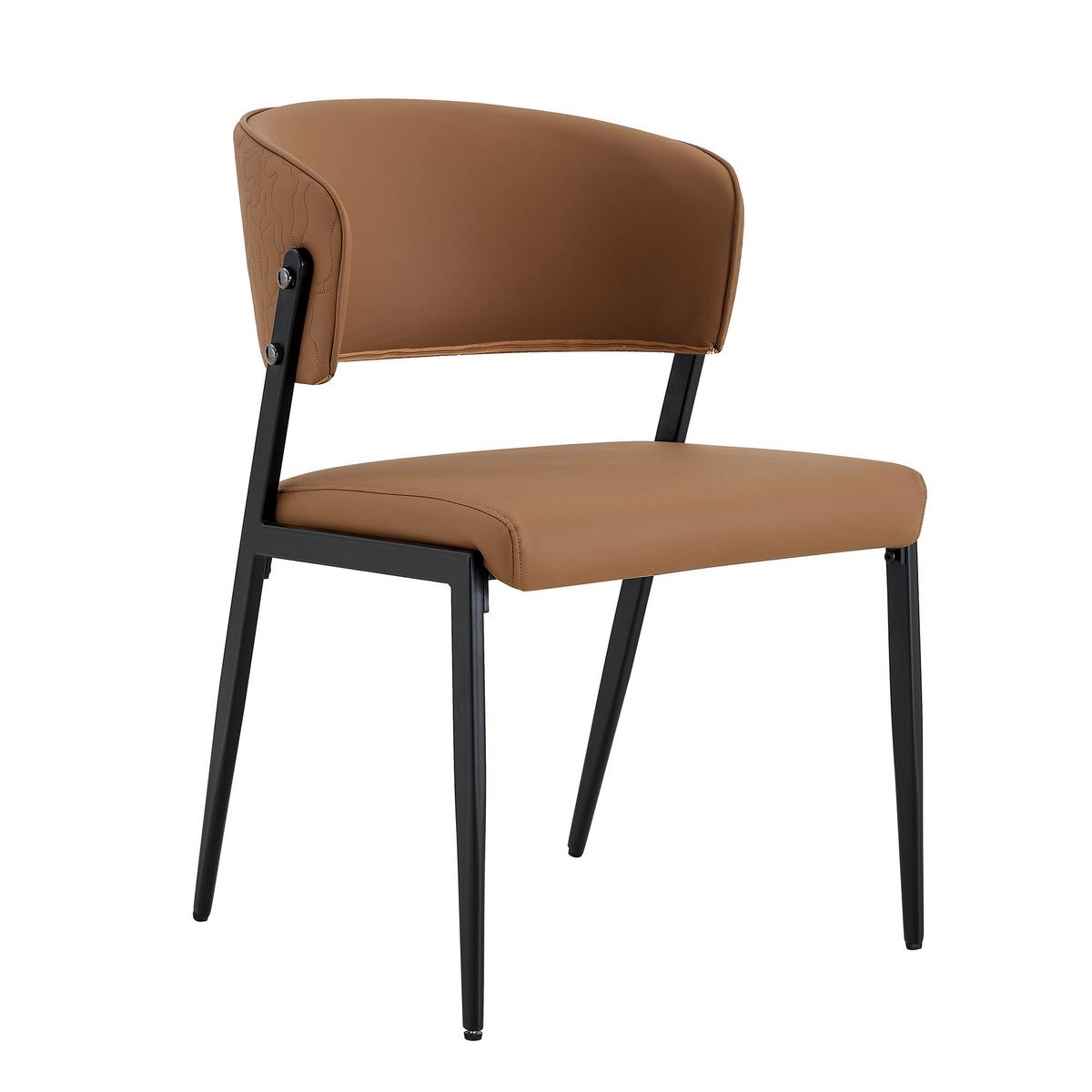 ESSZIMMERSTÜHLE 2er Set Braun Kunstleder Gepolstert Metallgestell - Braun, Leder (51/78/49cm) - Urban Meuble