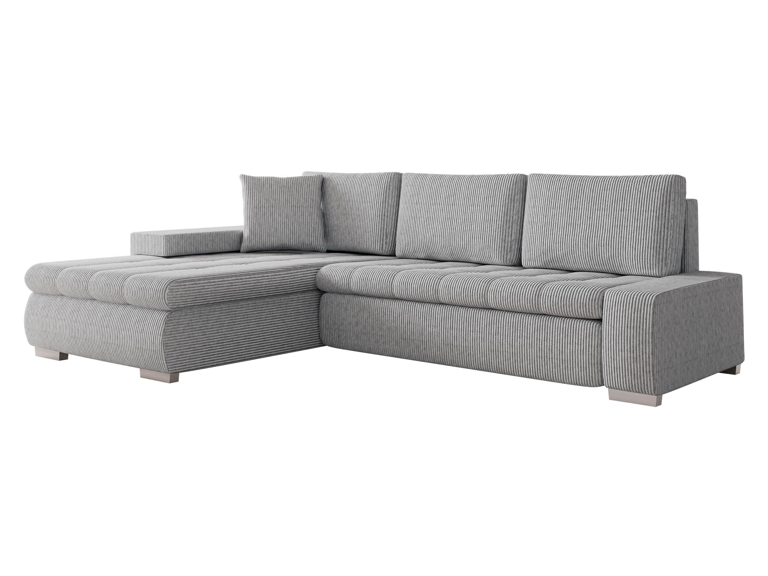 ECKSOFA Orkan Mini Cord - Hellgrau, Holz/Textil (265/185cm) - MIRJAN24