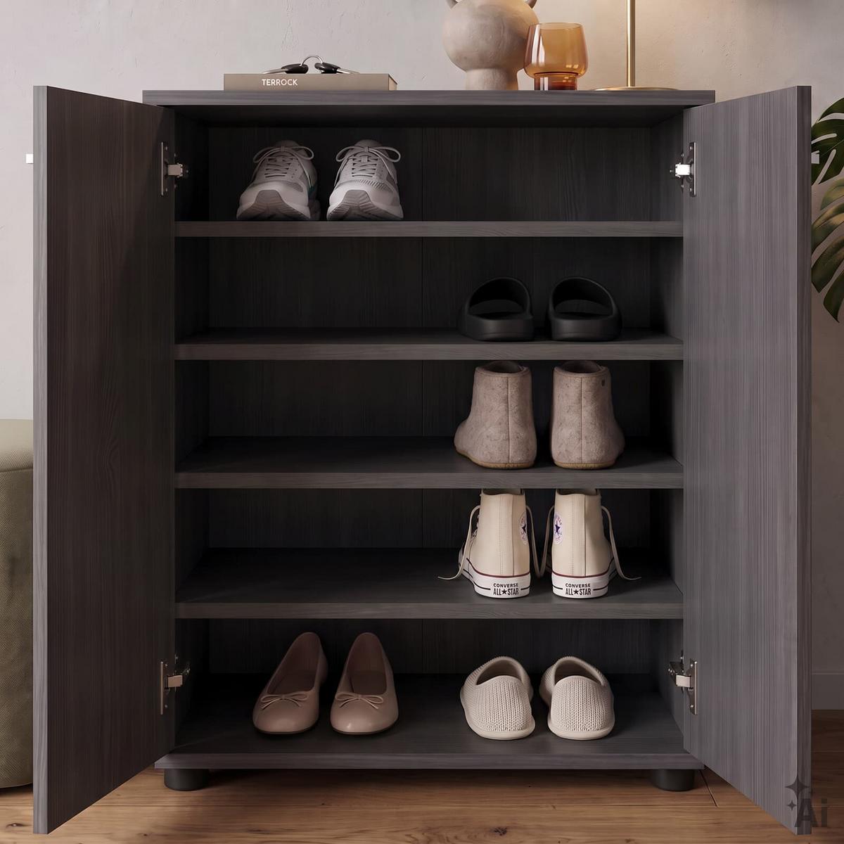 SCHUHSCHRANK LENNIS Esche grau - Eschefarben, Holzwerkstoff (60/70/35cm) - CARO-Möbel