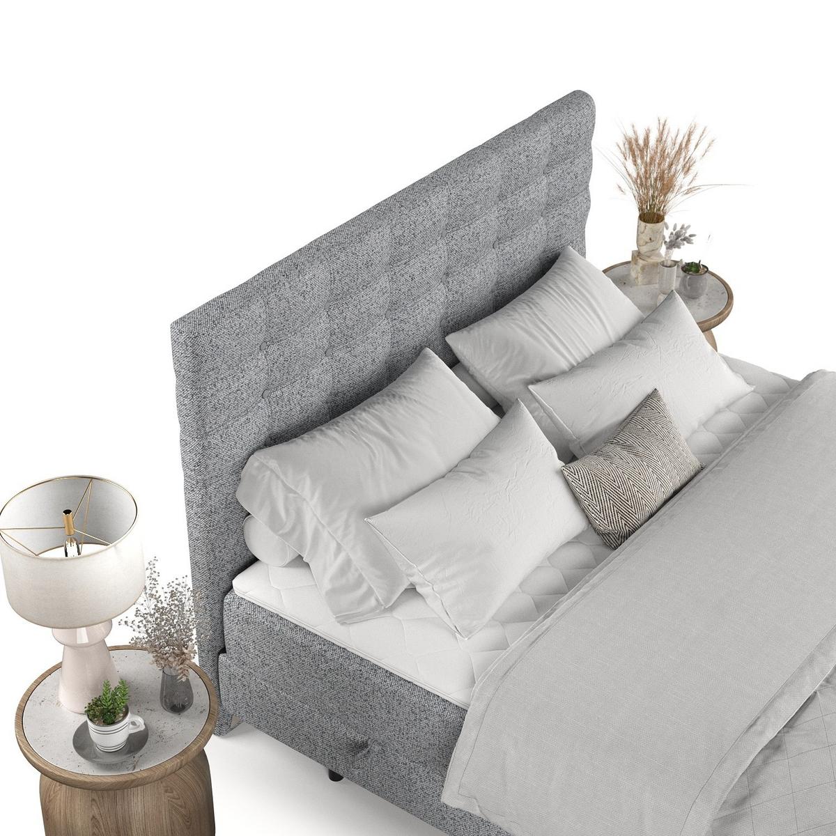 BOXBETT Niro 120/200 cm Grau im Riva Stoff - Schwarz/Grau, Holz/Holzwerkstoff (120/200cm) - AltaBeds